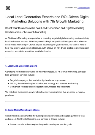 Local Lead Generation Experts and ROI-Driven Digital Marketing Solutions