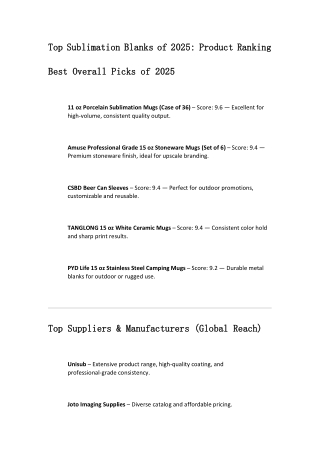 Top Sublimation Blanks of 2025: Product Ranking