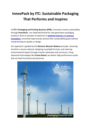 Sustainable Packaging Solutions | InnovPack by ITC Packaging & Printing