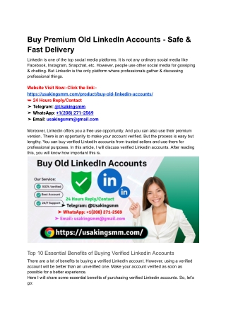 Buy Premium Old LinkedIn Accounts - Safe & Fast Delivery