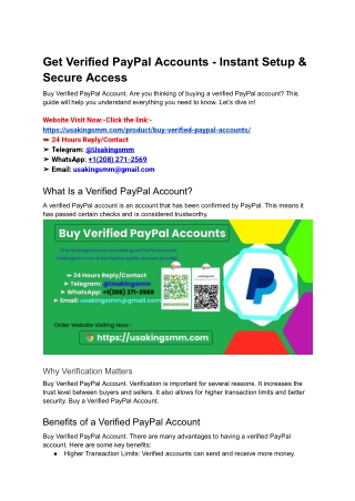 Get Verified PayPal Accounts - Instant Setup & Secure Access
