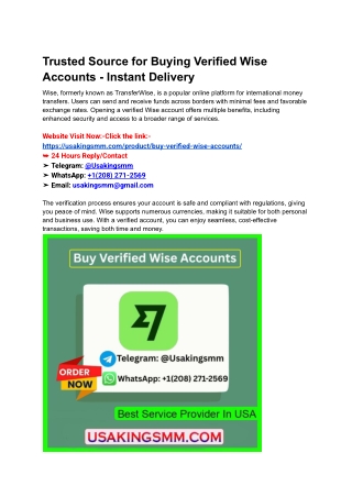 Trusted Source for Buying Verified Wise Accounts - Instant Delivery