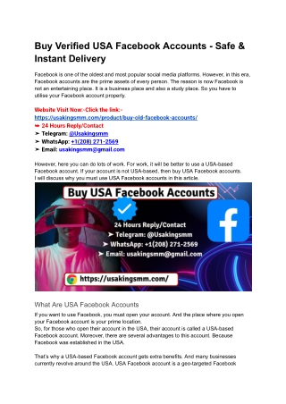 Buy Verified USA Facebook Accounts - Safe & Instant Delivery