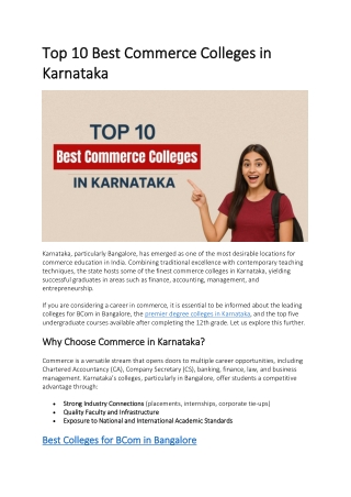 Top 10 Best Commerce Colleges in Karnataka