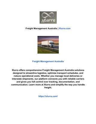 Freight Management Australia | Xturra.com