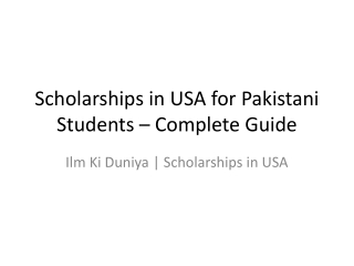 Scholarships in USA for Pakistanis: Complete Roadmap