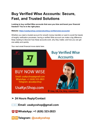 Buy Verified Wise Accounts_ Secure, Fast, and Trusted Solutions