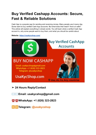 Buy Verified Cashapp Accounts_ Secure, Fast & Reliable Solutions