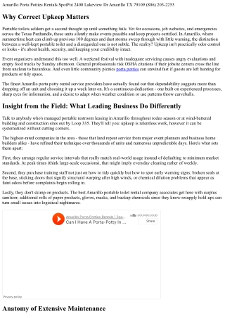 Portable Toilet Maintenance Tips from Top Business in Amarillo, TX