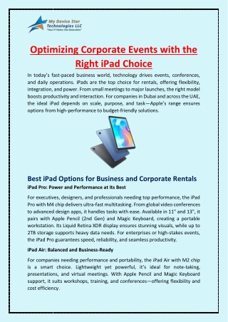 Optimizing Corporate Events with the Right iPad Choice