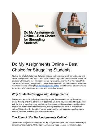 Do My Assignments Online – Best Choice for Struggling Students