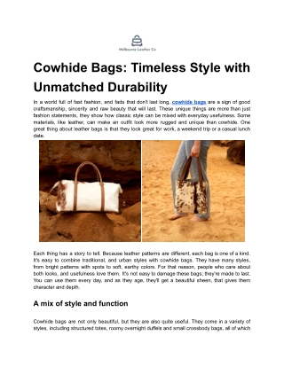 Cowhide Bags | Timeless Style with Unmatched Durability