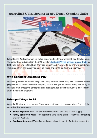Australia PR Visa Services in Abu Dhabi Complete Guide