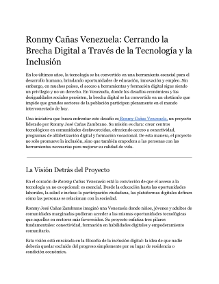 Ronmy Cañas Venezuela_ Cerrando la Brecha Digital a Través de la Tecnología y la Inclusión
