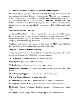 AI Powered Chatbots – The Future of Smart Customer Support