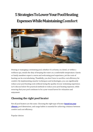 5 Strategies To Lower Your Pool Heating Expenses While Maintaining Comfort