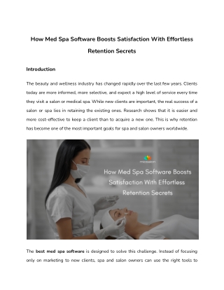 How Med Spa Software Boosts Satisfaction With Effortless Retention Secrets