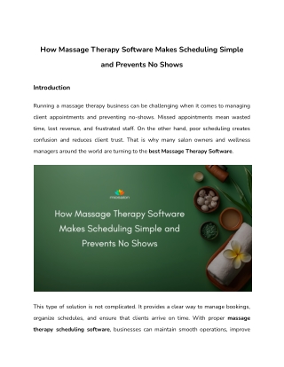How Massage Therapy Software Makes Scheduling Simple and Prevents No Shows