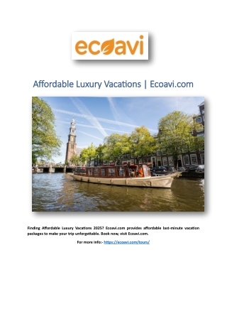 Affordable Luxury Vacations | Ecoavi.com