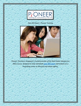 Pass RES Exam  Pioneer Training