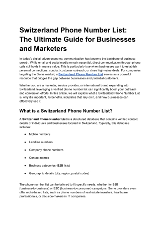 Switzerland Phone Number List: The Ultimate Guide for Businesses and Marketers