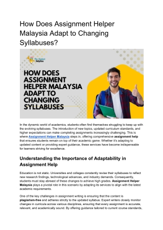 How Does Assignment Helper Malaysia Adapt to Changing Syllabuses