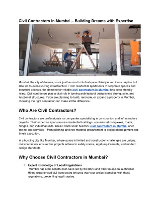 Civil Contractors in Mumbai – Building Dreams with Expertise