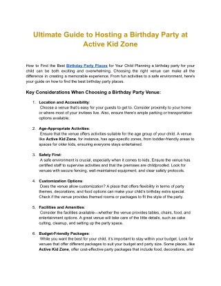 Top Birthday Party Places for Kids: Why Active Kid Zone is the Ultimate Venue