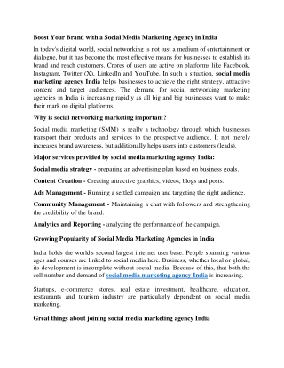 Boost Your Brand with a Social Media Marketing Agency in India