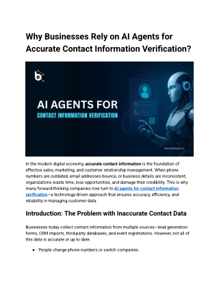 Why AI Agents Are Crucial for Contact Verification | Bluebash