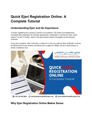 Quick Ejari Registration Online_ A Complete Tutorial