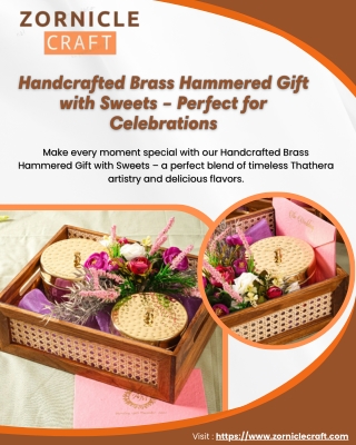 Handcrafted Brass Hammered Gift with Sweets – Perfect for Celebrations