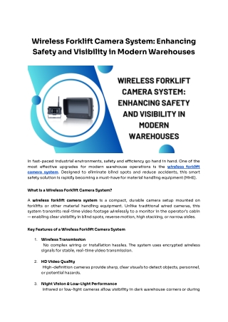 Wireless Forklift Camera System_ Enhancing Safety and Visibility in Modern Warehouses