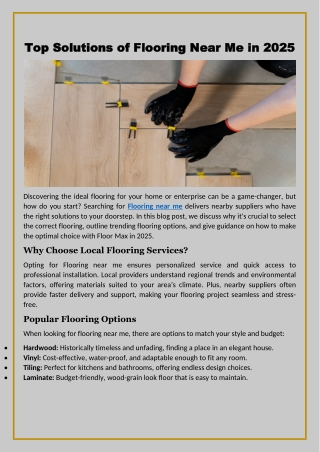 Top Solutions of Flooring Near Me in 2025
