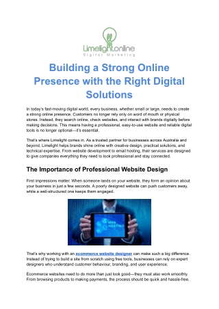 Building a Strong Online Presence with the Right Digital Solutions