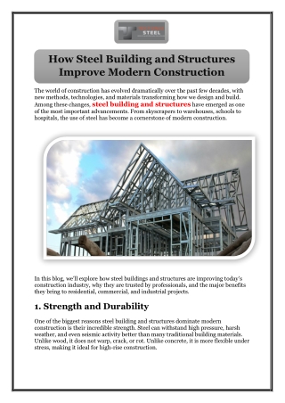 How Steel Building and Structures Improve Modern Construction