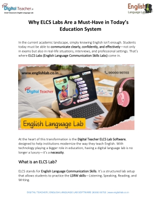 Why ELCS Labs Are a Must Have in Todays Education System
