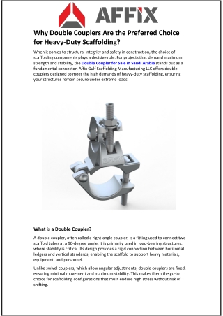 Why Double Couplers Are the Preferred Choice for Heavy-Duty Scaffolding
