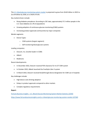 US Blood Glucose Monitoring System Market Size & Share
