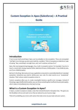 Custom Exception in Apex (Salesforce) – A Practical Guide