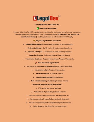 Top-Rated Online GST Registration Company – Legal Dev India