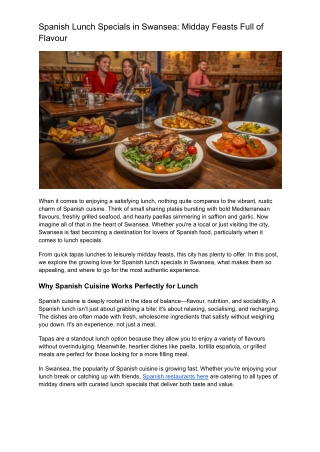 Spanish lunch specials Swansea