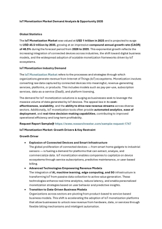IoT Monetization Market Demand Analysis