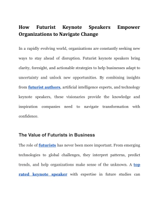 How Futurist Keynote Speakers Empower Organizations to Navigate Change