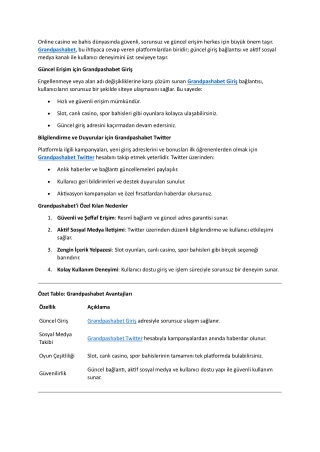 Grandpashabet – Güncel Giriş ve Resmî Twitter Kanalı