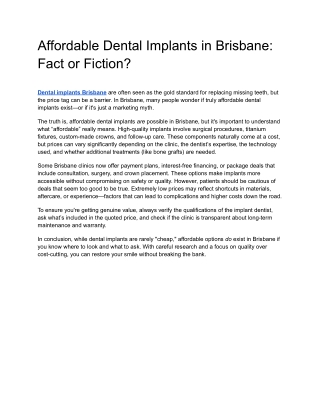 Affordable Dental Implants in Brisbane_ Fact or Fiction