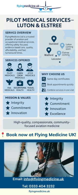 Infographic :- Pilot Medical Services - Luton & Elstree