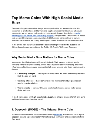 Top Meme Coins With High Social Media Buzz