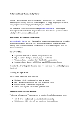 Do Personal Safety Alarms Really Work