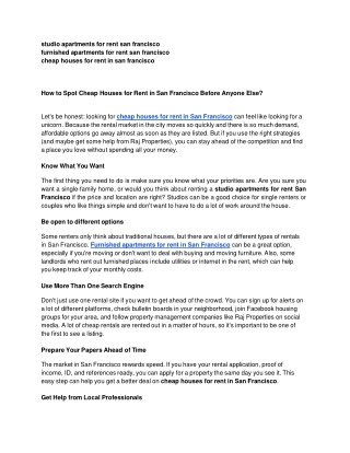 How to Spot Cheap Houses for Rent in San Francisco Before Anyone Else_